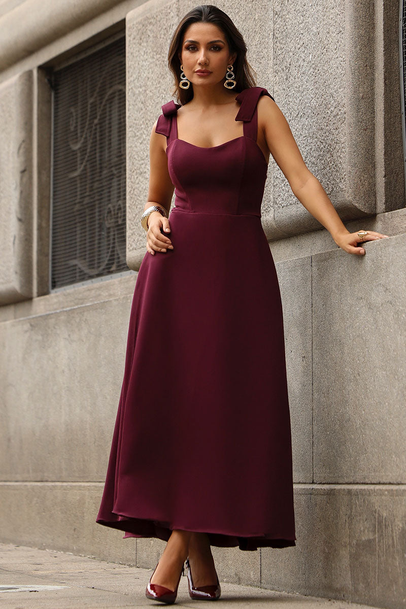Vestido Kátia com Alça e Laço - Vinho