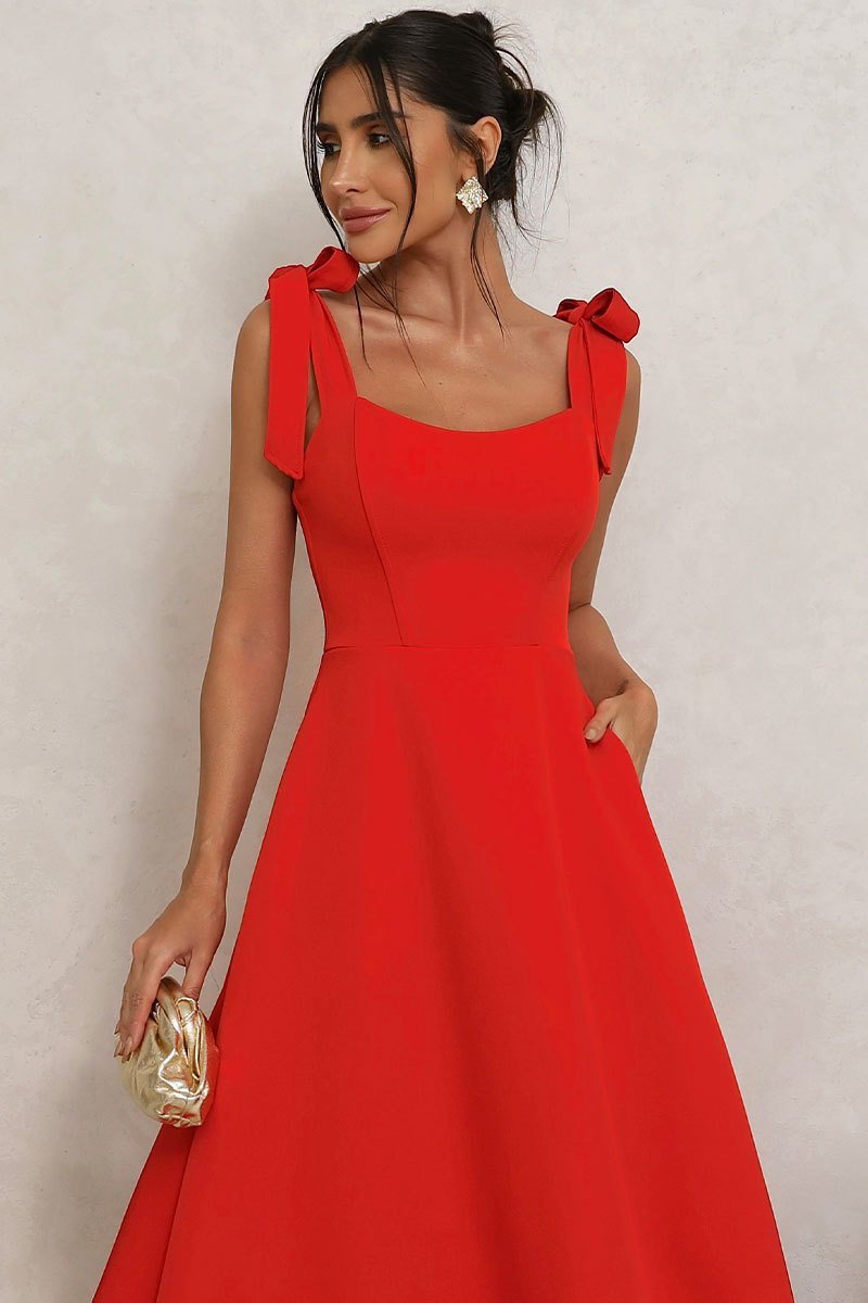 Vestido Katia Com Alça e Laço - Vermelho