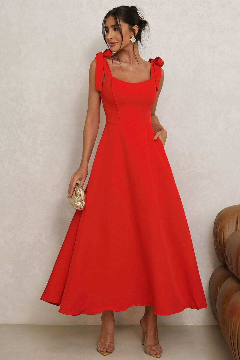 Vestido Katia Com Alça e Laço - Vermelho