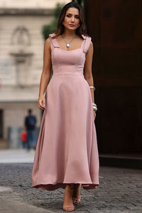 Vestido Kátia com Alça e Laço - Rosê