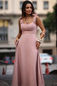 Vestido Kátia com Alça e Laço - Rosê