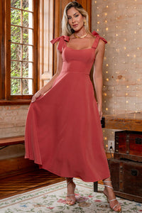 Vestido Kátia Com Alça e Laço - Marsala