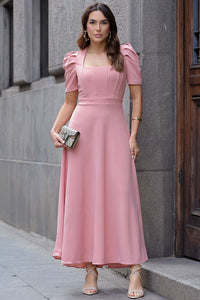 Vestido Midi Bruna Manga Bufante com Barbatana - Rosê