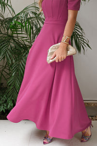 Vestido Midi Bruna Manga Bufante com Barbatana - Fúcsia