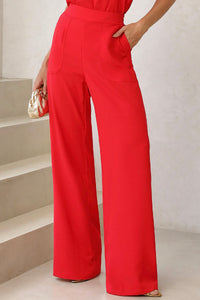 Calça Valquiria Com Elástico Na Cintura e Bolso - Vermelho