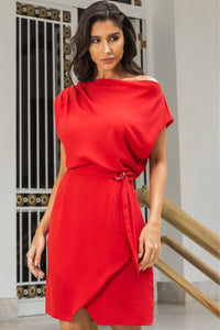 Vestido Tubinho Silvana Curto Detalhe Fivela Vermelho