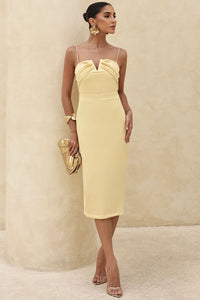 Vestido Juliana Tubinho Com Pregas Frente - Amarelo