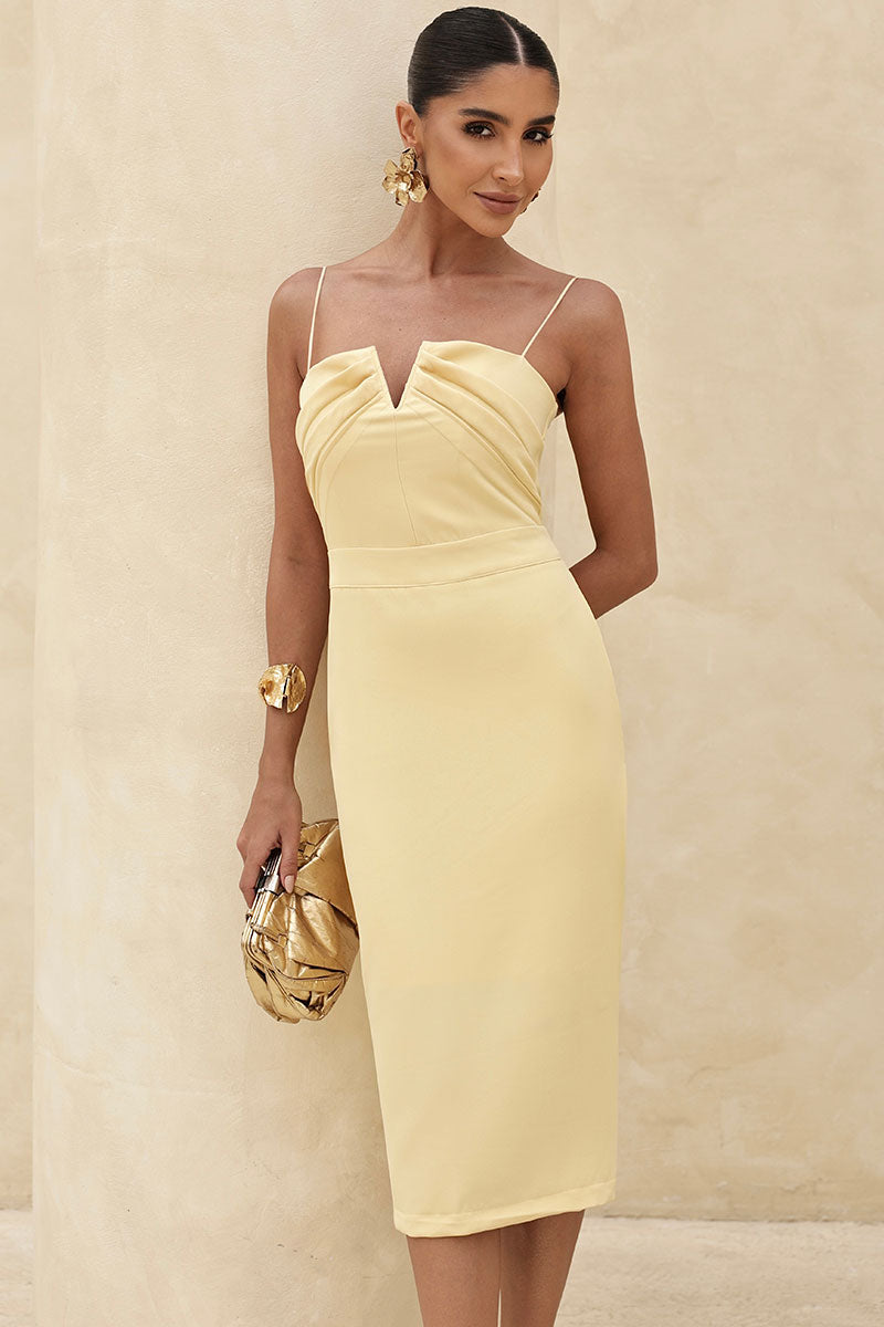 Vestido Juliana Tubinho Com Pregas Frente - Amarelo