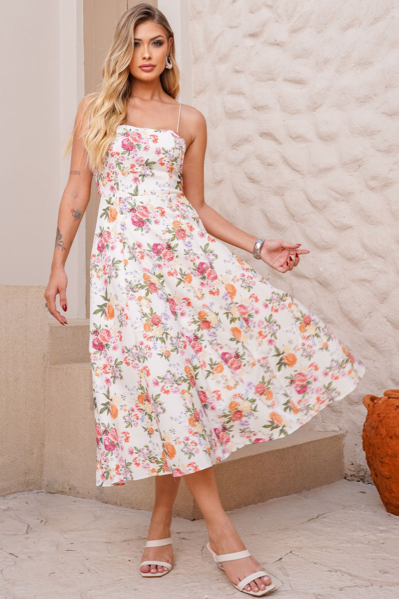 Vestido Midi Dalva Estampado Costas Aberto