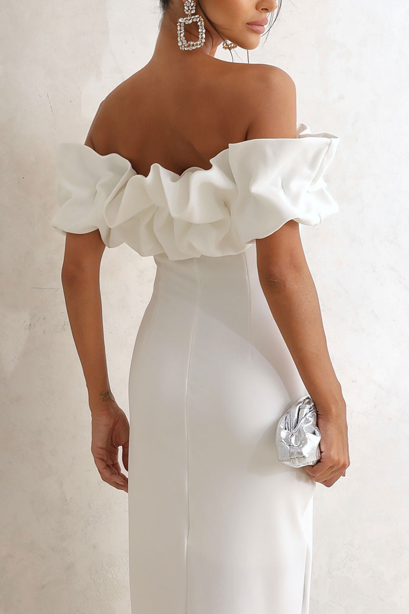 Vestido Sabrina Tubinho Com Babados - Off White