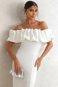 Vestido Sabrina Tubinho Com Babados - Off White