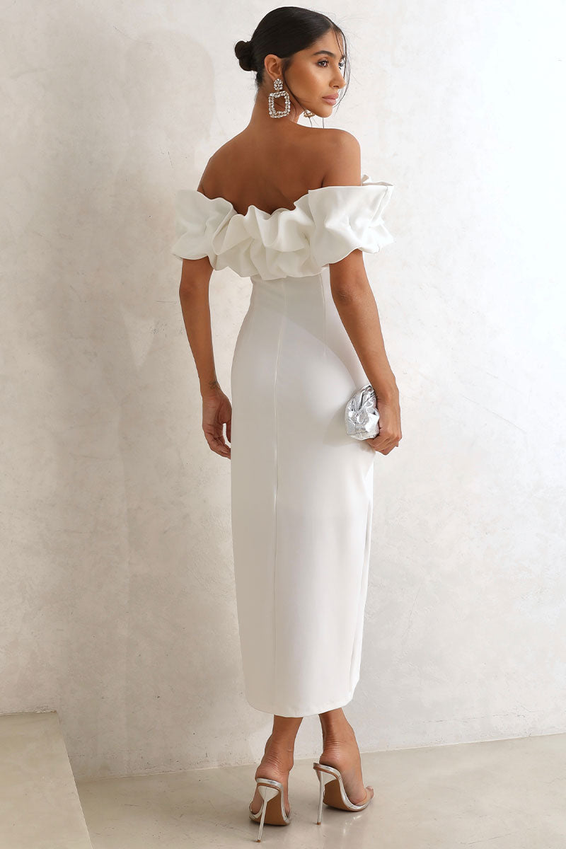 Vestido Sabrina Tubinho Com Babados - Off White