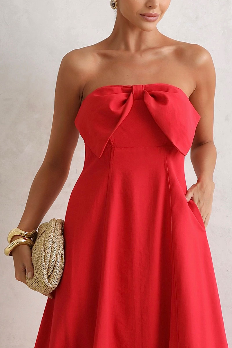 Vestido Vania Tomara Que Caia Com Laço e Zíper - Vermelho