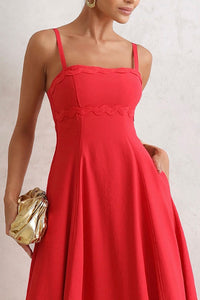 Vestido Lidiane Com Detalhe Guipir E Alça - Vermelho