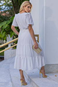 Vestido Silvia Com Guipir e Faixa - Off White