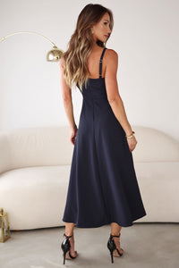 Vestido Luciana Transpassado - Azul Marinho