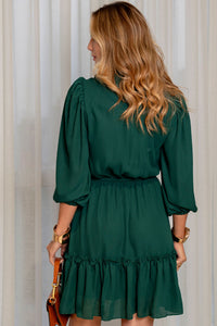 Vestido Fatima Crepe Com Babado E Botão - Verde