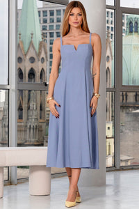 Vestido Carol Decote V com Alças - Azul