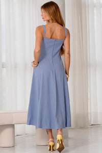 Vestido Carol Decote V com Alças - Azul