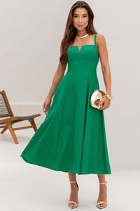 Vestido Carol Com Alça e Decote V - Verde