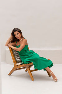 Vestido Carol Com Alça e Decote V - Verde