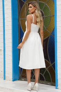 Vestido Karine Midi Com Pregas Na Saia - Off White