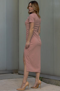 Vestido Elisangela Ombro a Ombro Franzido Com Zíper - Rose