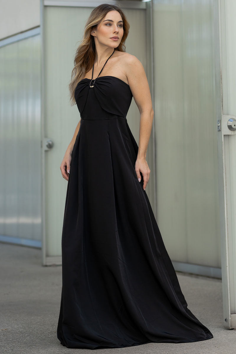 Vestido Ketlyn Longo  Frente Única - Preto