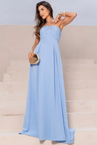 Vestido Ketlyn Longo  Frente Única - Azul