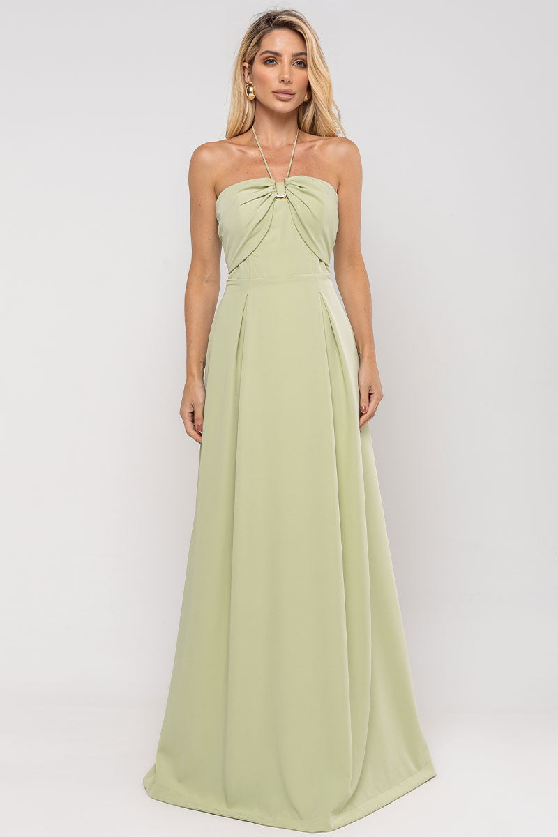 Vestido Ketlyn Longo  Frente Única - Verde