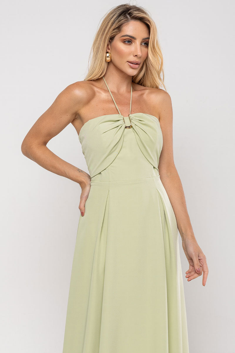 Vestido Ketlyn Longo  Frente Única - Verde