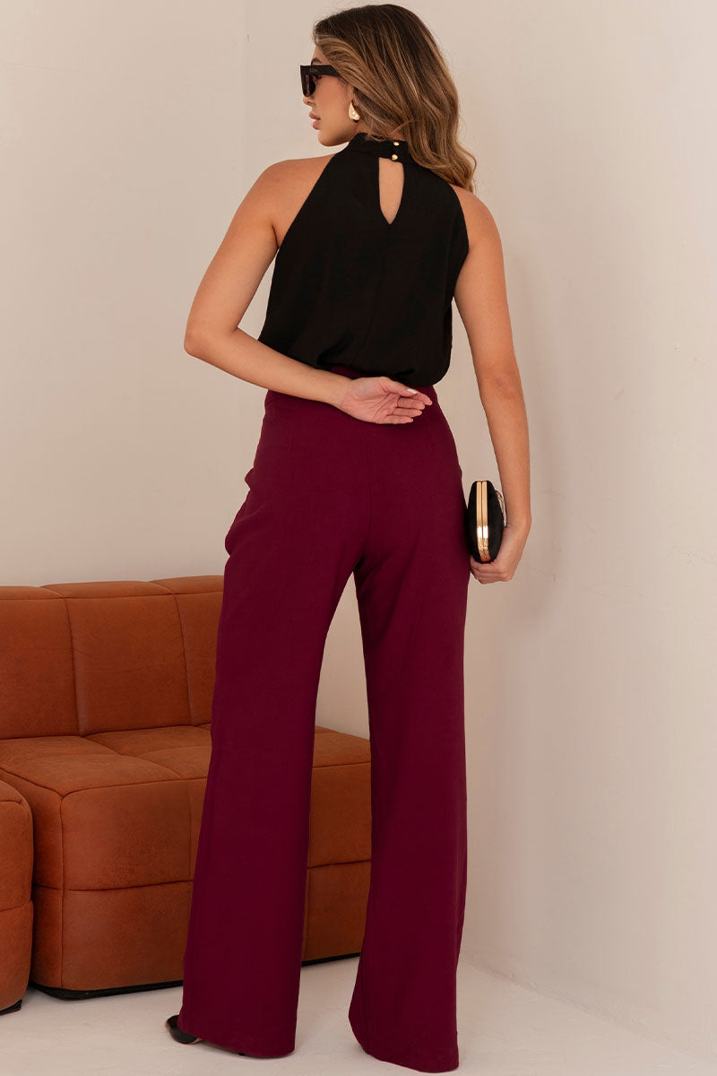 Blusa Irene Com Detalhe Flor de Metal - Preto