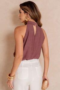 Blusa Irene Com Detalhe Flor de Metal - Uva