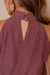 Blusa Irene Com Detalhe Flor de Metal - Uva