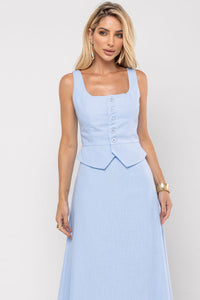 Conjunto Valentina Saia Com Colete - Azul