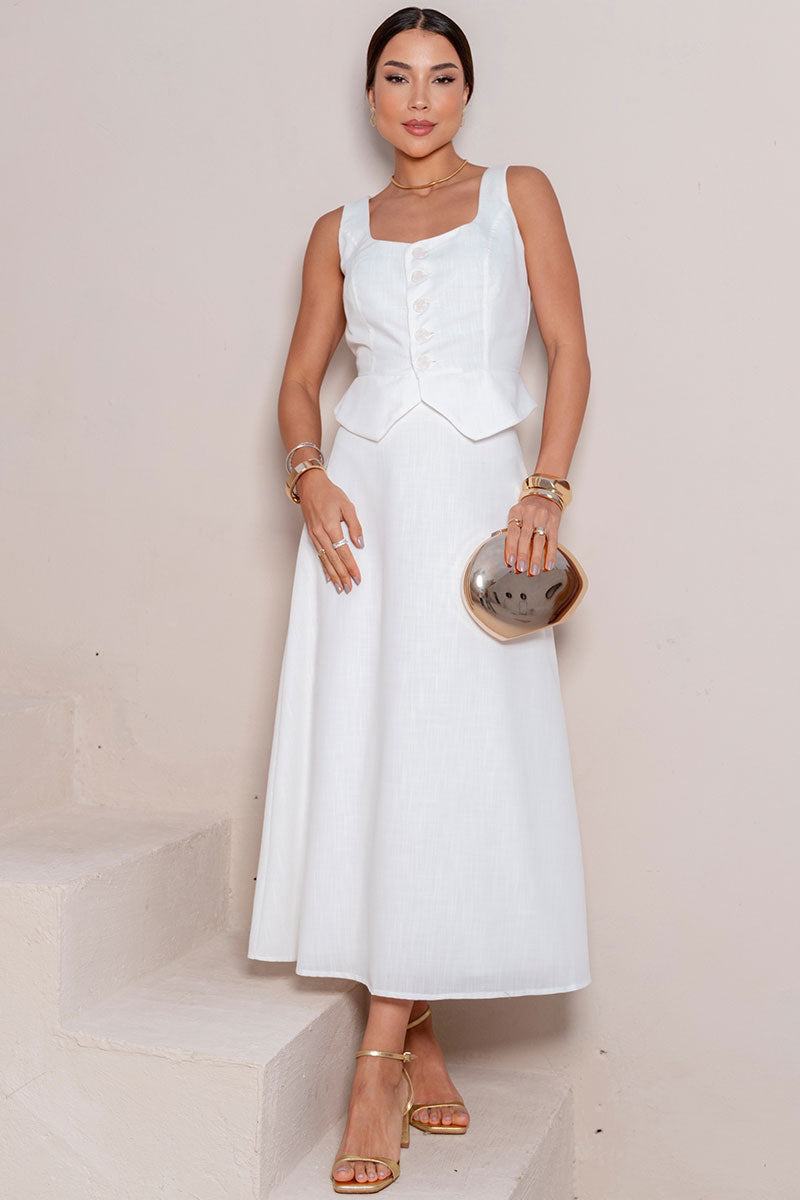 Conjunto Valentina Saia Com Colete - Off White
