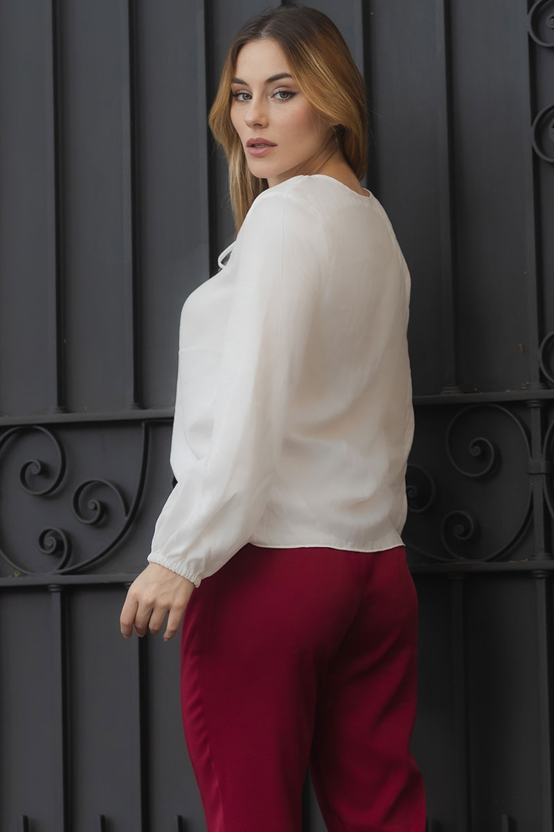 Blusa Elis Manga Longa Com Ponteira - Off White