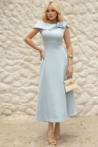 Vestido Hilda Com Detalhe Flor Na Gola - Azul