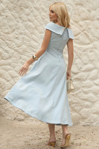 Vestido Hilda Com Detalhe Flor Na Gola - Azul