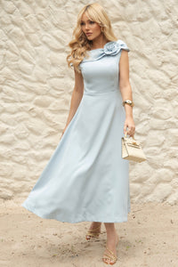 Vestido Hilda Com Detalhe Flor Na Gola - Azul