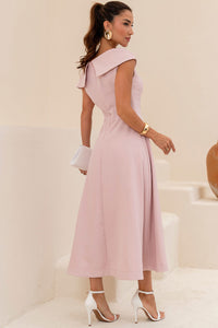 Vestido Hilda Com Detalhe Flor Na Gola - Rosê