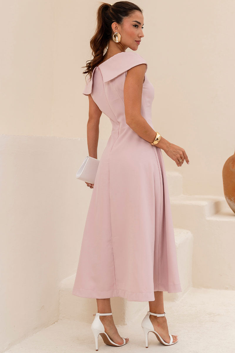 Vestido Hilda Com Detalhe Flor Na Gola - Rosê