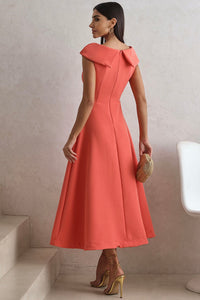 Vestido Hilda Com Detalhe Flor Na Gola - Coral