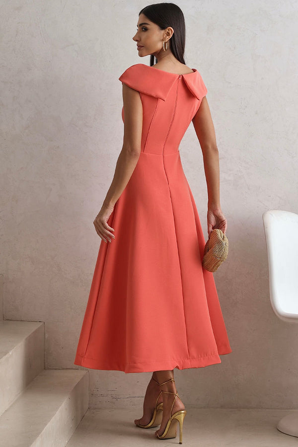 Vestido Hilda Com Detalhe Flor Na Gola - Coral