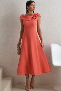 Vestido Hilda Com Detalhe Flor Na Gola - Coral