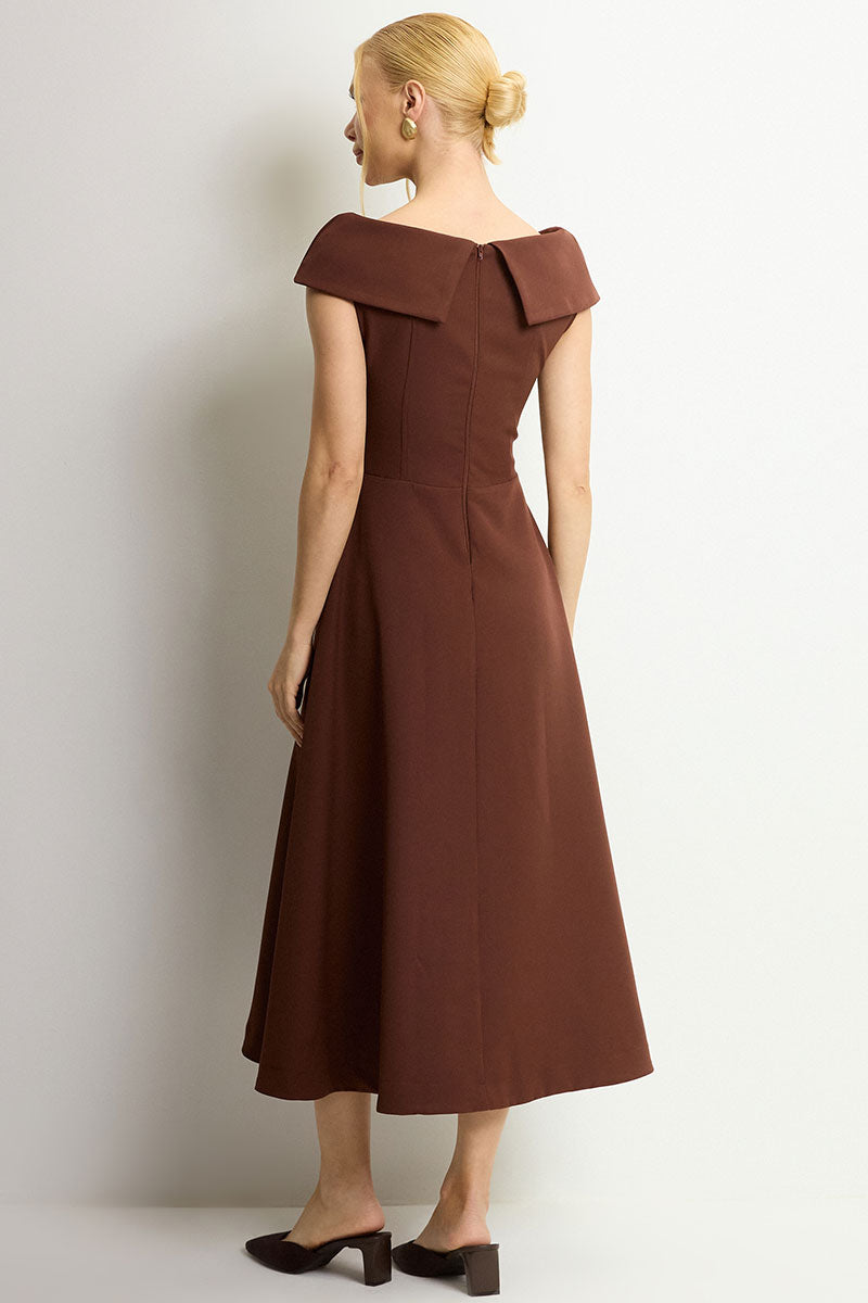 Vestido Hilda Midi - Marrom