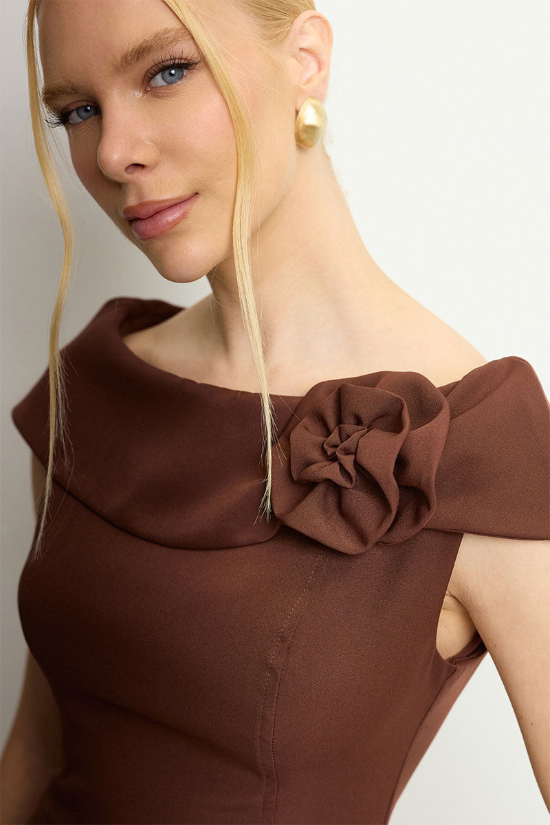 Vestido Hilda Midi - Marrom
