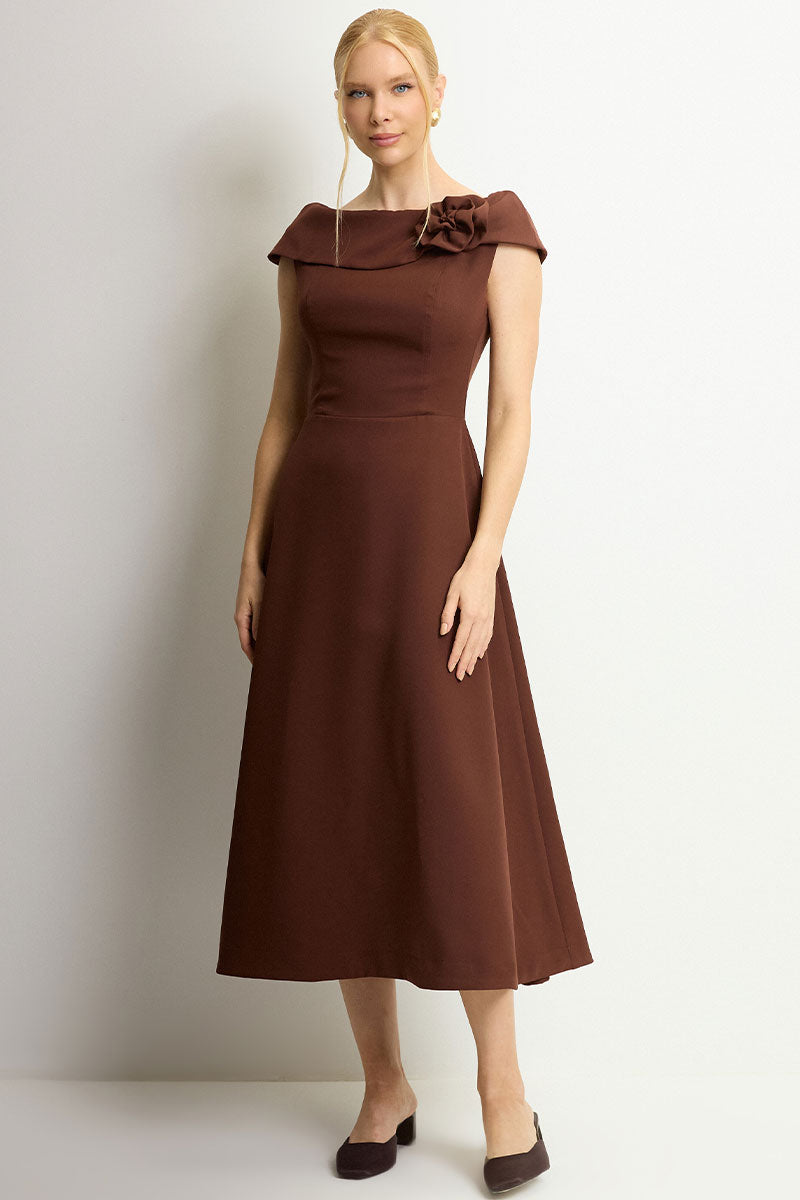 Vestido Hilda Midi - Marrom