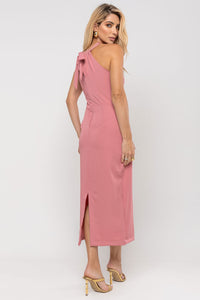 Vestido Janaina Midi Transpassado Com Cinto Gola - Rosa