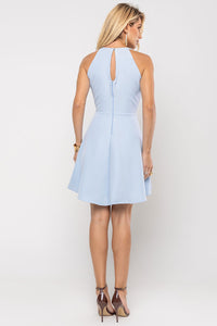 Vestido Tereza Rodado Com Detalhe Metal - Azul